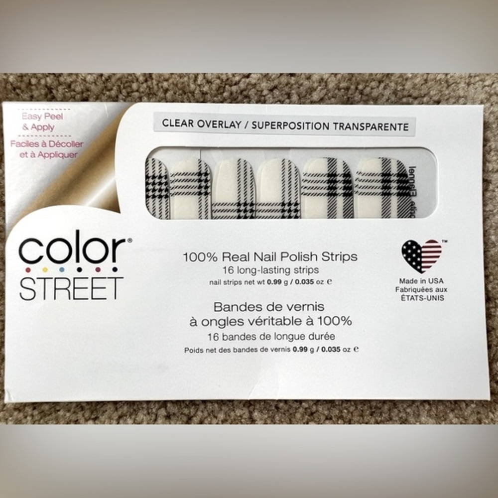 Unopened Color Street nail strips Favorite Flannel (clear overlay)